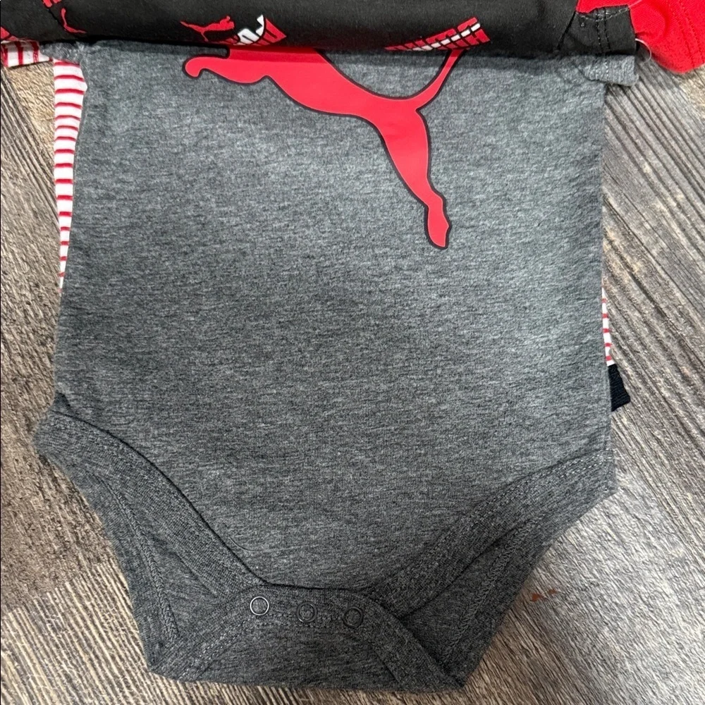 4 pack Puma Bold Red baby Bodysuit